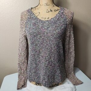 Rag & Bone Confetti Open Knit Raglan Sleeve Pullover-Size M